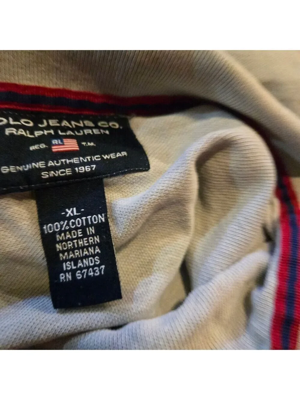 Polo Jeans Co Ralph Lauren XL Gray Embroidered Logo Cotton Polo Shirt Y2K